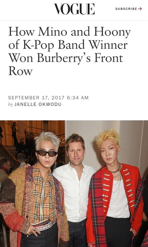 lee seung-hoon burberry|Mino, Hoony shine in Burberry clothes in London .